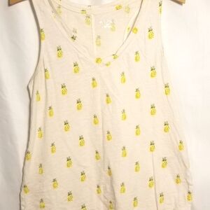 ✳3 for 20$ Floaty hem pineapple print white tank top